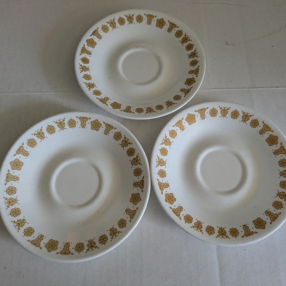 Corelle Butterfly Gold Saucers. 3 Included.